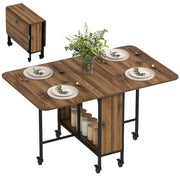 Tavolo Pieghevole con Ruote e Gambe Regolabili per Cucina e Salone ¨C zephmum ¨C 130x80x74 cm Marrone