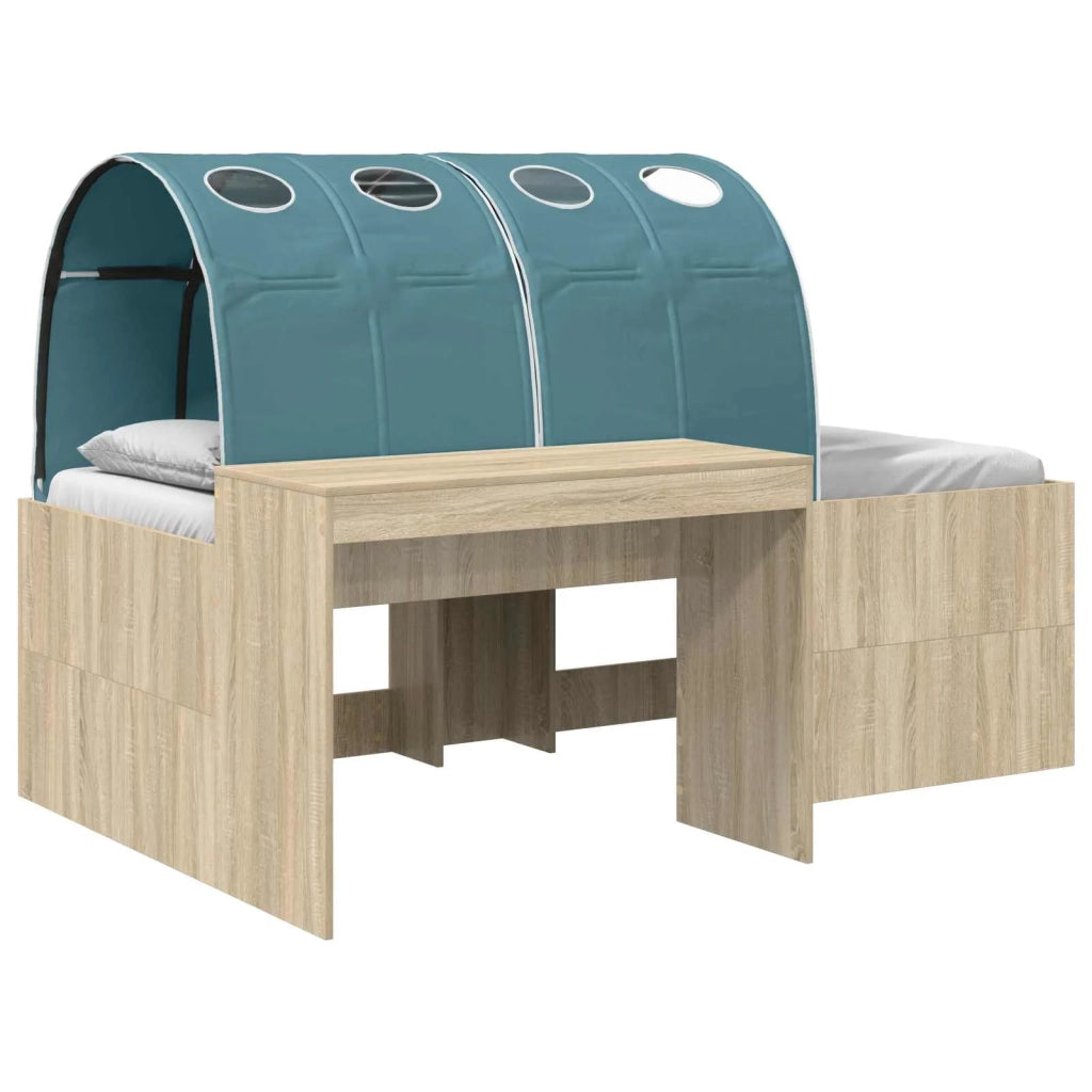 Letto con Tunnel 3 pz Rovere Artigianale e Blu Chiaro 3423660