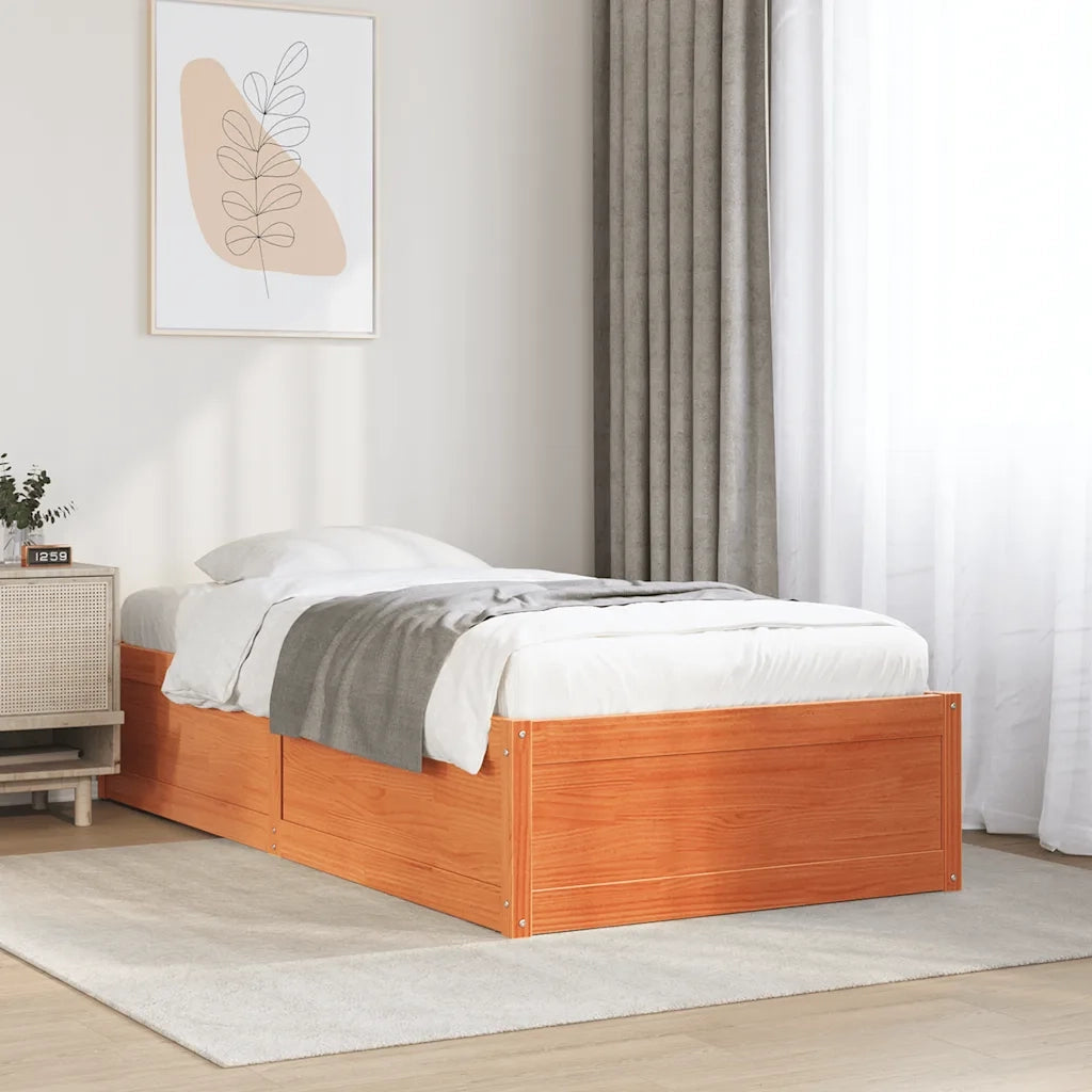 Letto singolo | Letto per adulti | Letto senza Materasso Marrone Cera 90x200 cm Legno di Pino