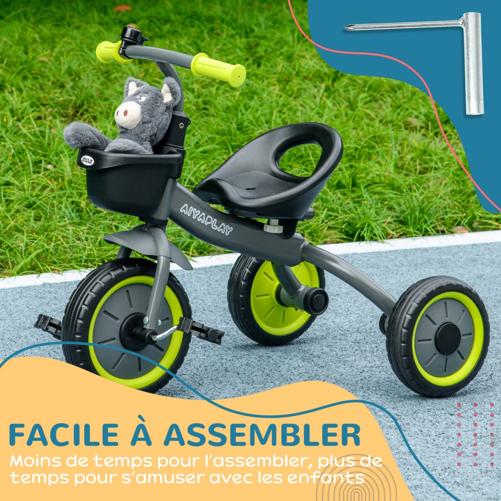 Triciclo con campanello e cestino sellino regolabile con schienale ¨C Xylo ¨C nero 2-5 anni