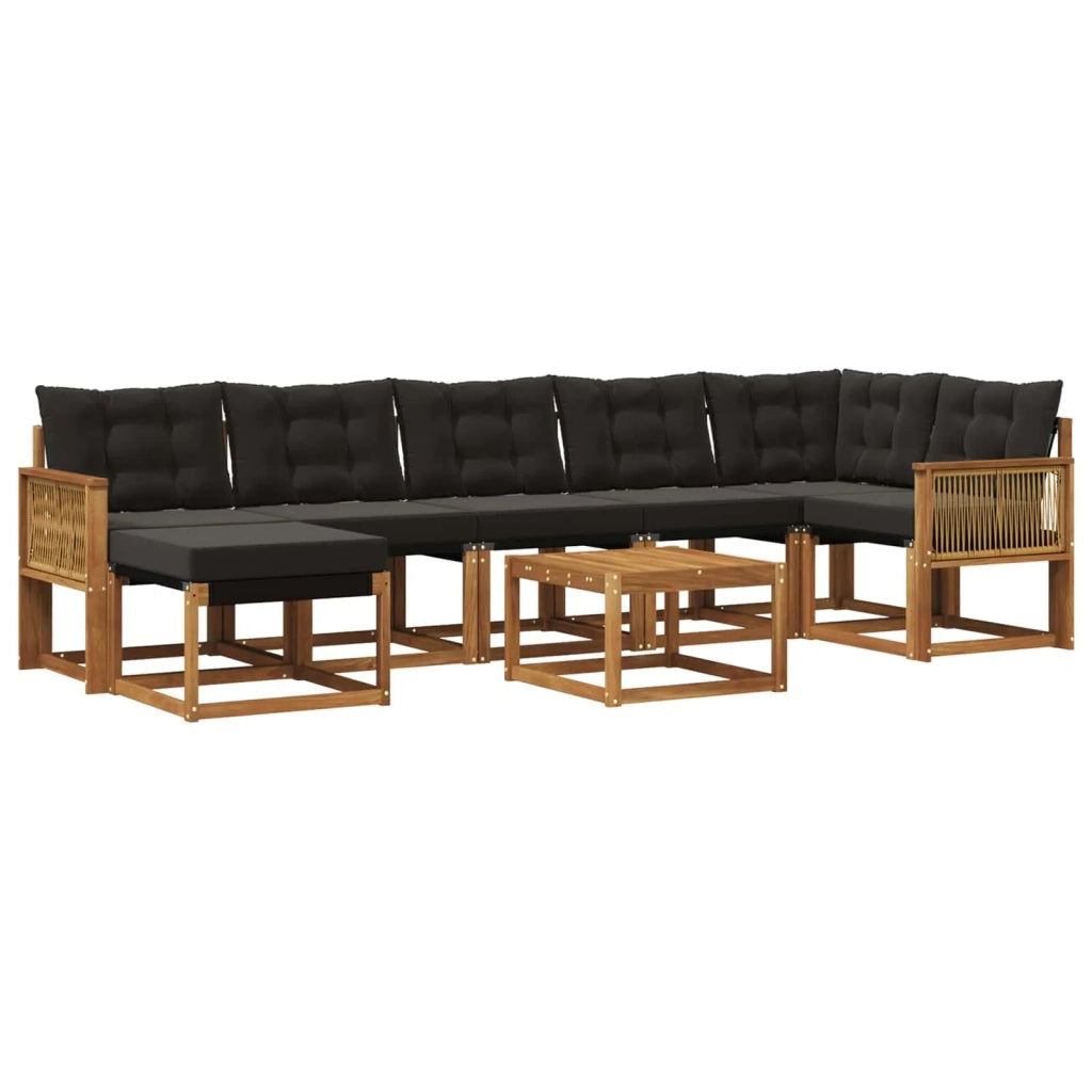 Set di divani da esterno con cuscino 8 pcs Naturale e Nero 3382116