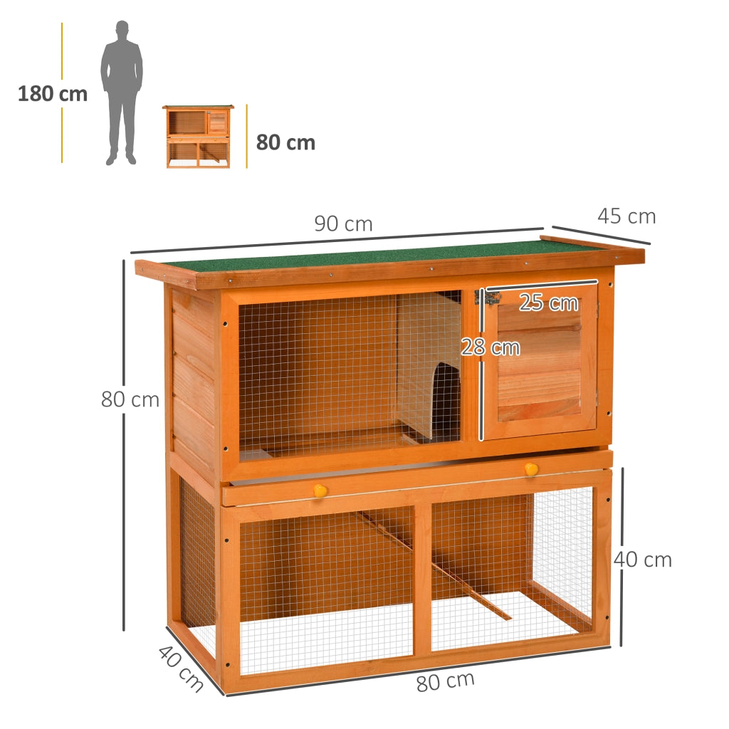 Gabbia Conigli a Due Piani ¨C Minimal ¨C Legno Abete 90x45x80 cm