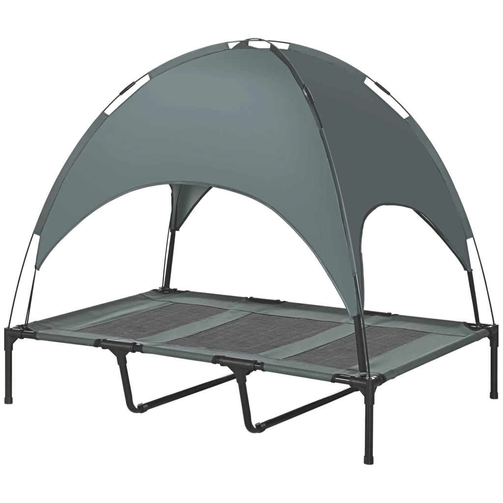 Letto per cani rialzato con baldacchino ¨C Xylo ¨C grigio 122x92x108 cm tessuto taft