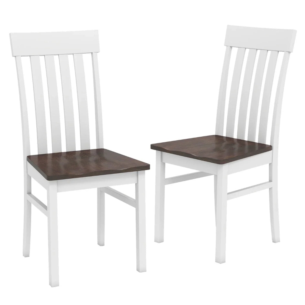 Set di 2 sedie da pranzo 44 ​​x 50,5 x 97 cm comfort ergonomico stile rustico legno di caucciù bianco e marrone 20_0018772