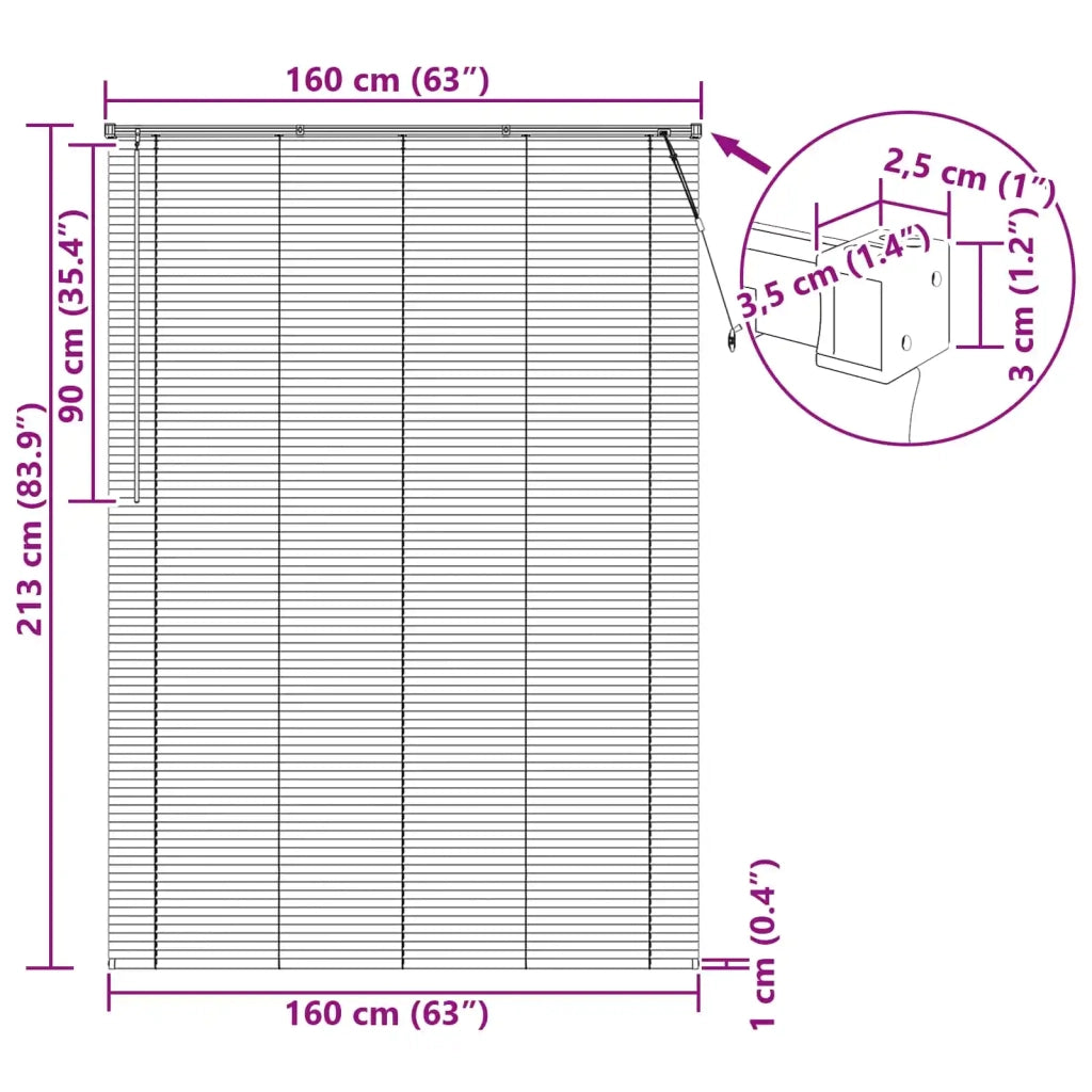 Tenda Veneziana | Tenda a lamelle Marrone Scuro con Motivo 213 x 160 cm 25 mm PVC