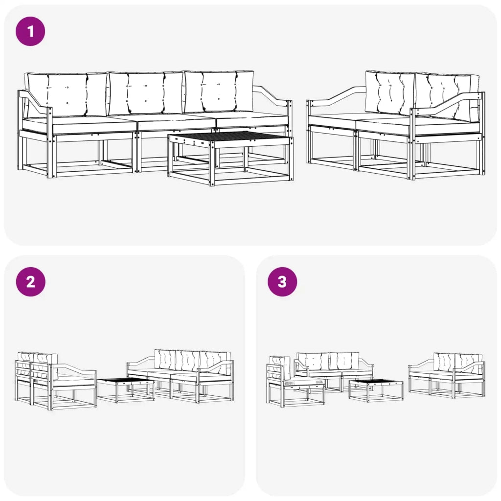 Set di divani da esterno 6 pz Bianco e Beige 3386077