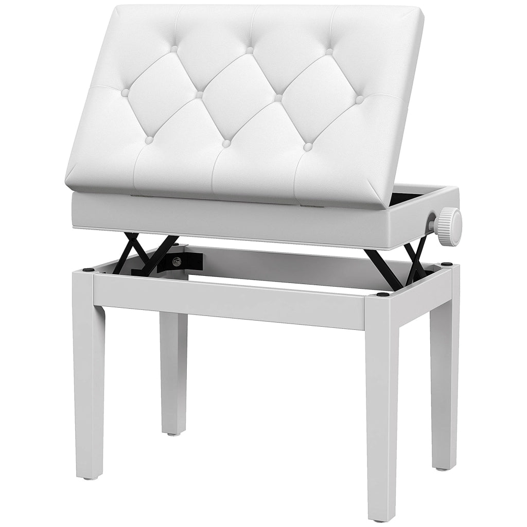 Sgabello Regolabile con Seduta Imbottita e Vano Portaoggetti ¨C Minimal ¨C Bianco 33x48-58 cm