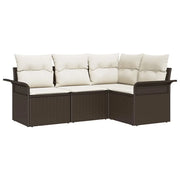 Set Divano da Giardino 4 pz | Set Salotto da Giardino Marrone polyrattan