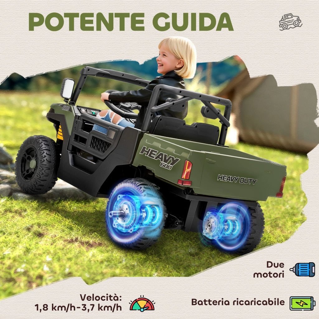 Macchina Elettrica Bambini 12V con Telecomando, Sospensioni, Bagagliaio e Musica, Et¨¤ 3-8 Anni, Verde
