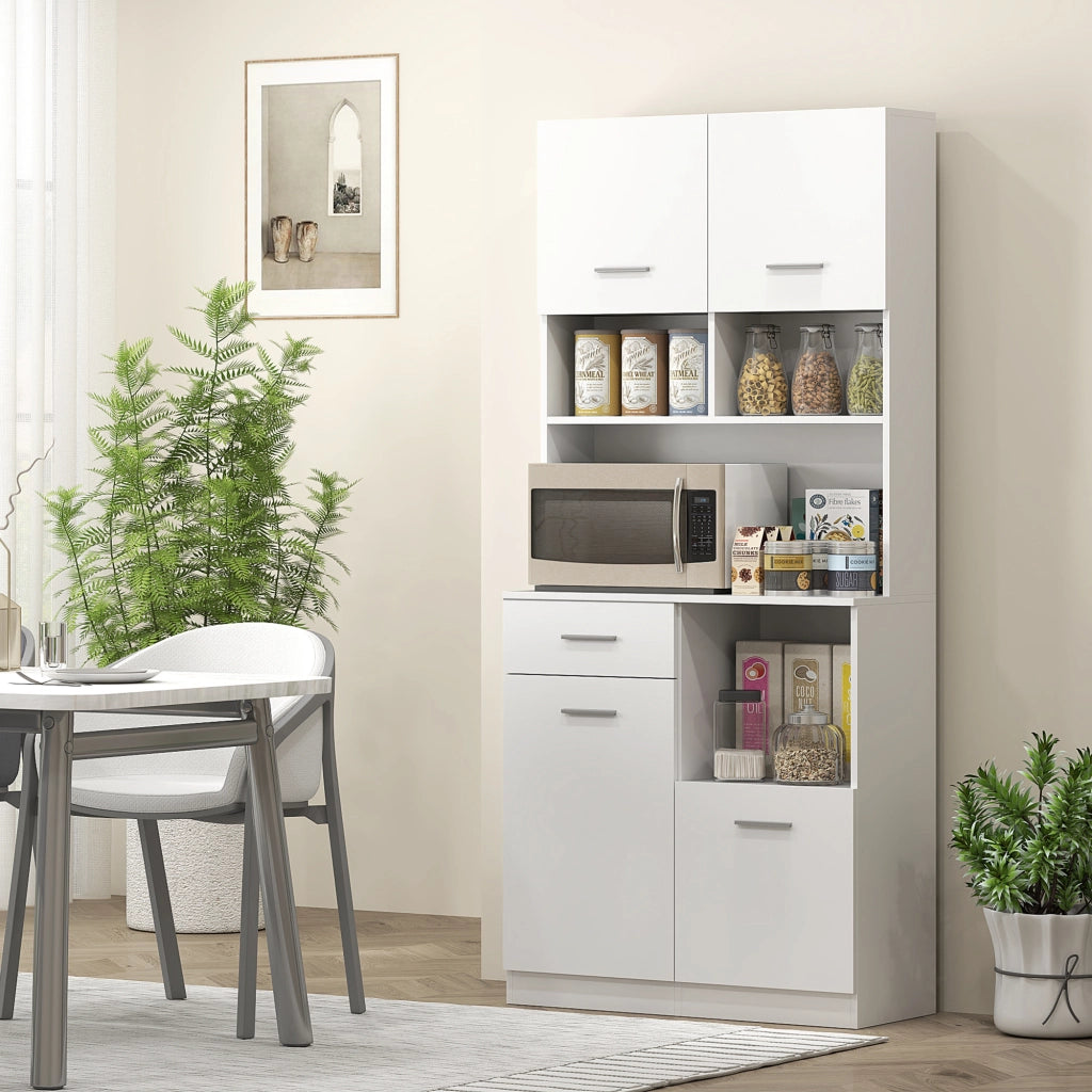 Mobile Dispensa Legno ¨C Xylo ¨C 4 Ante 3 Ripiani Cassetto 80x35x180cm Bianco