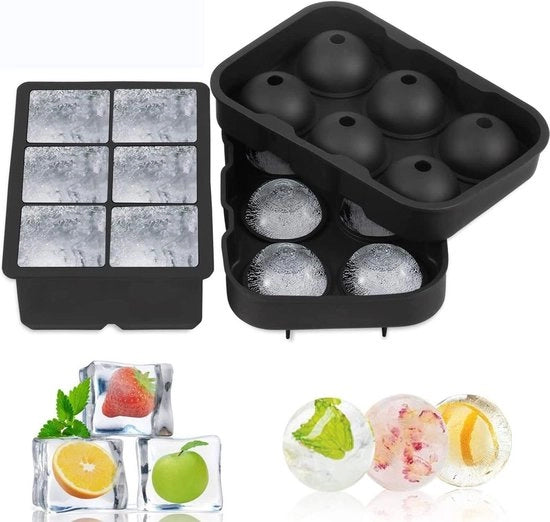 Silicone per congelare in forma di cubetto da 2 pezzi - 45 mm forma di cubetto - 6 posizioni supporto per cubetti di ghiaccio per cocktail whisky - sap per cioccolato - caramello