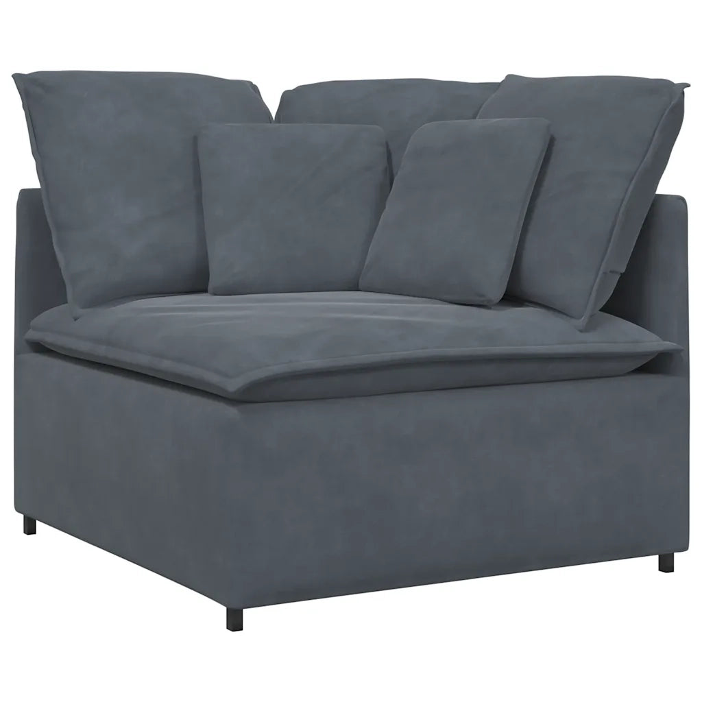Divano Modulare con Cuscini in Velluto Grigio Scuro 3321250