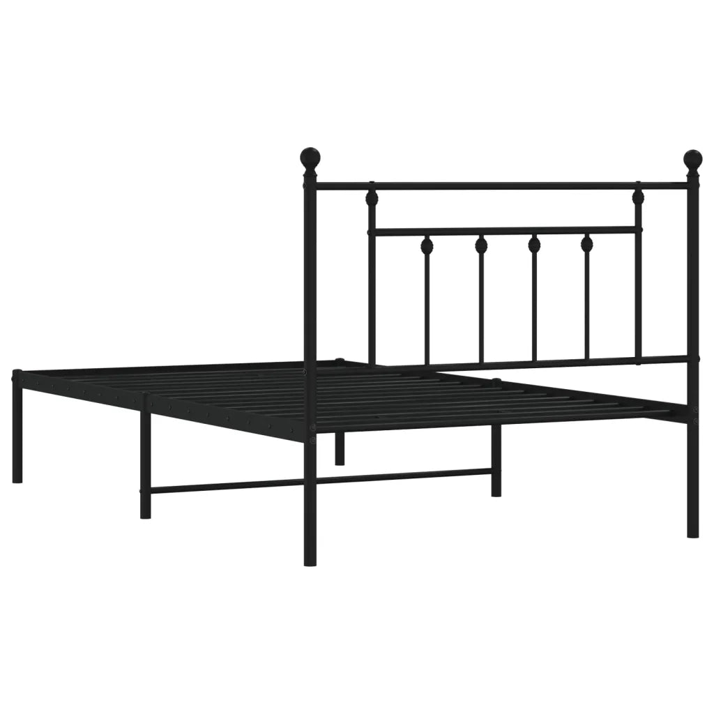 Letto singolo | Letto per adulti | Giroletto con Testiera in Metallo Nero 107x203 cm