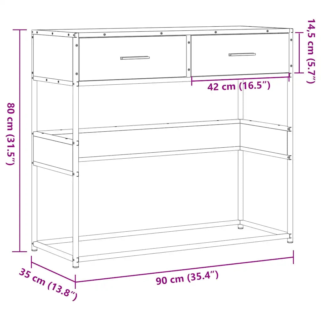 Tavolo Consolle | Tavolo d'Ingresso Rovere Sonoma 90x35x80 cm in Legno Multistrato