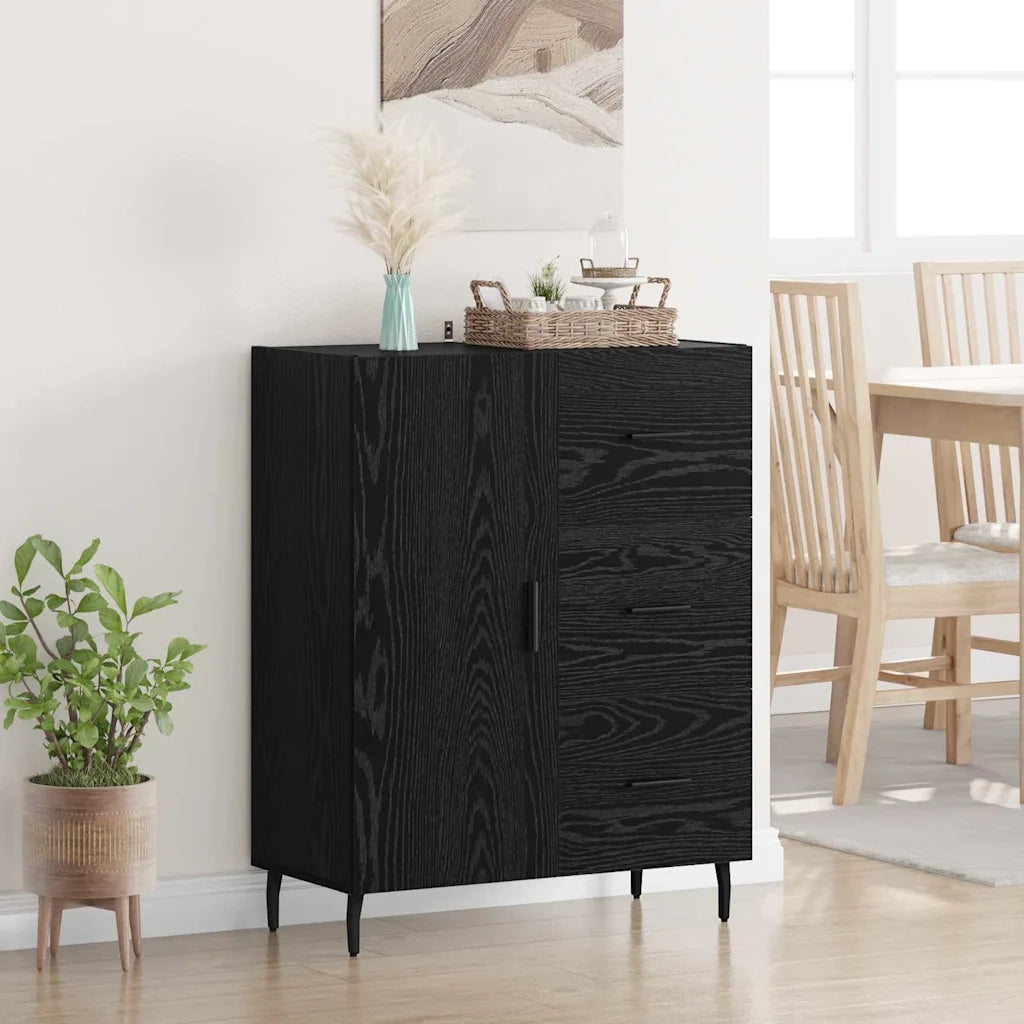 Credenza con Cassetto-Buffet-Armadio da cucina Rovere Nero 69,5 x 34 x 90 cm 614041
