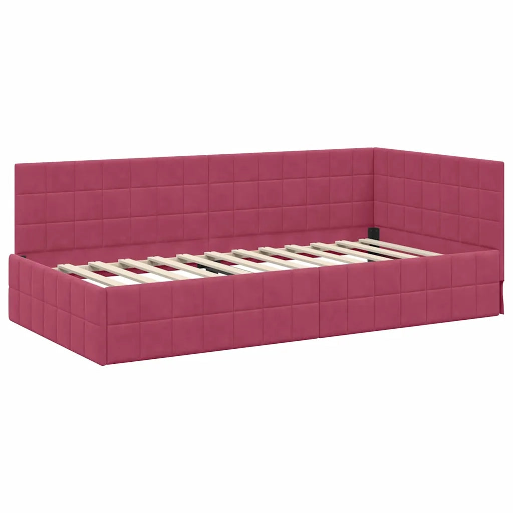 Struttura Letto Angolare con Materasso 2 pcs Verde Velluto 3393952