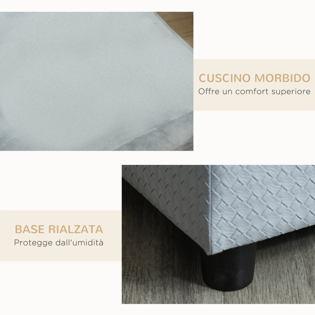 Divano per Cani ¨C Minimal ¨C Legno, Poliestere, Grigio Chiaro, 76x45x43 cm