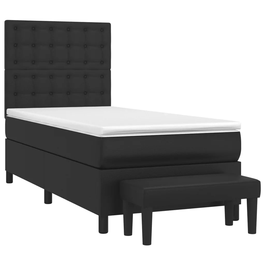 Giroletto a Molle con Materasso-Struttura Letto Nero 80x200 cm in Similpelle 827361