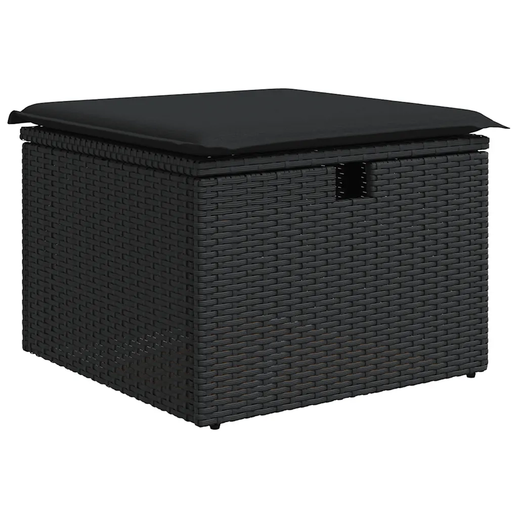 Set Divani da Giardino 4 pz con Cuscini Nero in Polyrattan 3325651