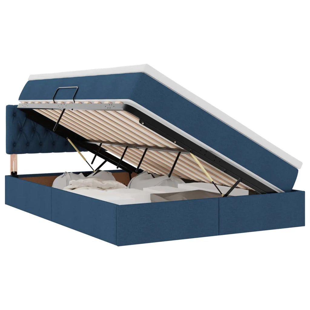 Letto con contenitore e materasso con testiera Blu 140 x 200 cm 3370580