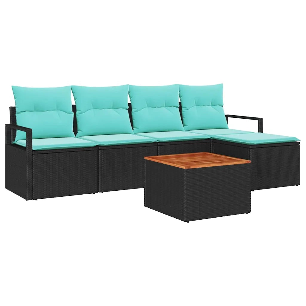 Set Divano da Giardino con cuscino 6 pcs Nero polyrattan 3347697