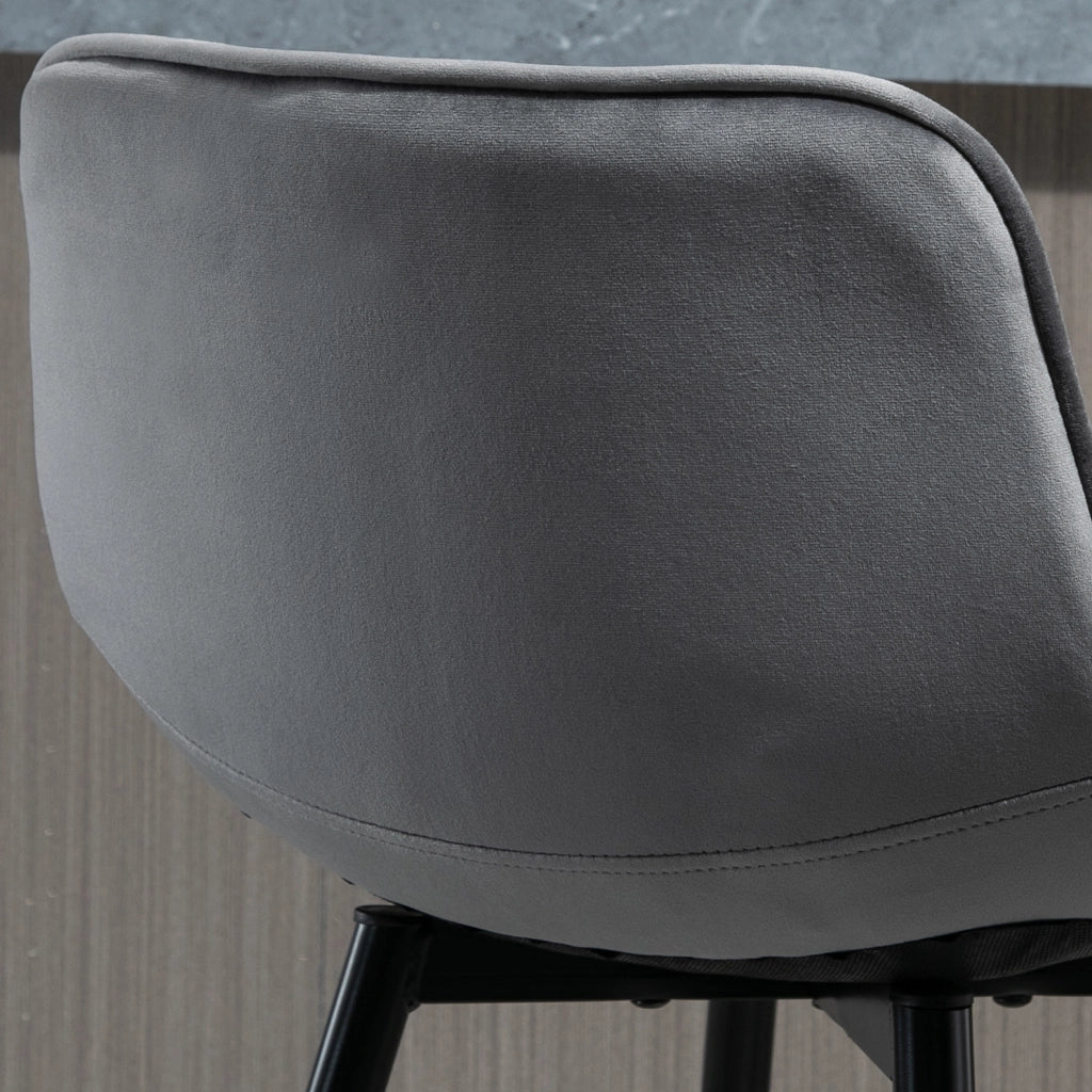 Sgabello Alto Nordico con Schienale ¨C Xylo ¨C Tessuto Effetto Velluto Grigio e Metallo 45x47x88 cm