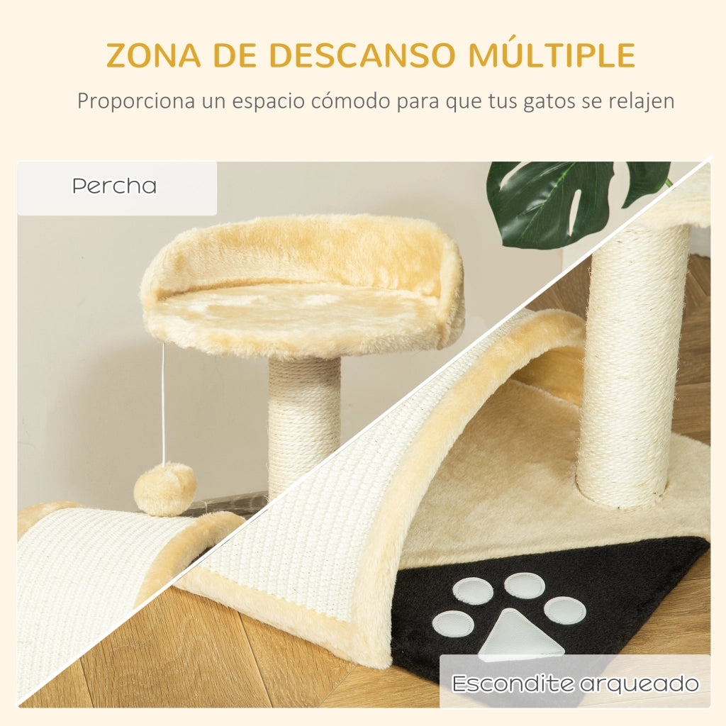 Tiragraffi per Gatti Piccoli ¨C Xylo ¨C 2 Livelli con Palo e Piattaforme 35,5x37x46 cm Beige
