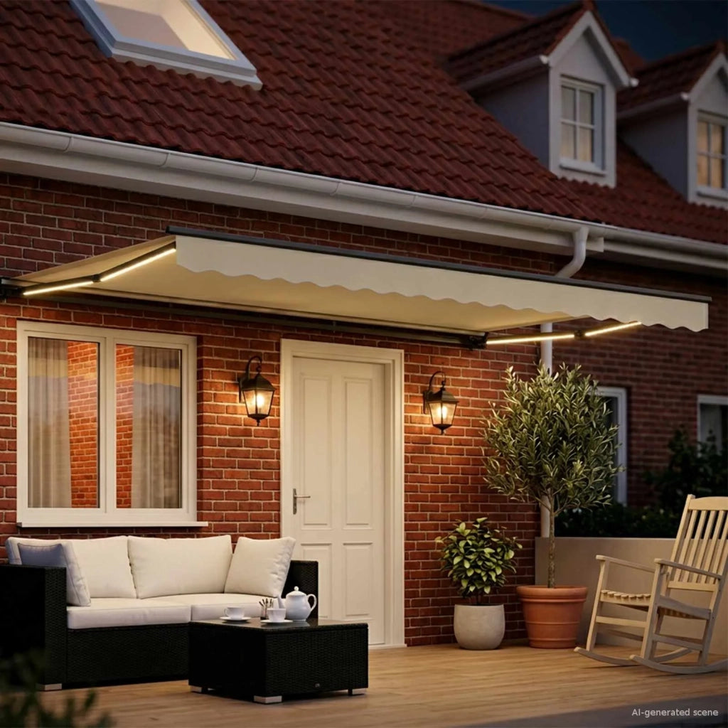 Cornice per Tenda Manuale con LED Crema e Antracite 4,5 × 3 m 3420877