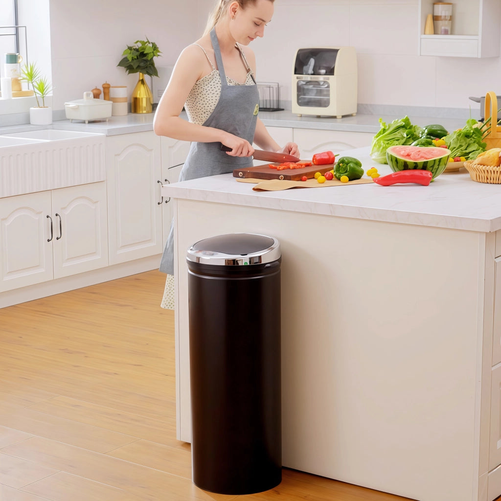 Cestino Automatico 50L ¨C Minimal ¨C Nero Acciaio Inossidabile