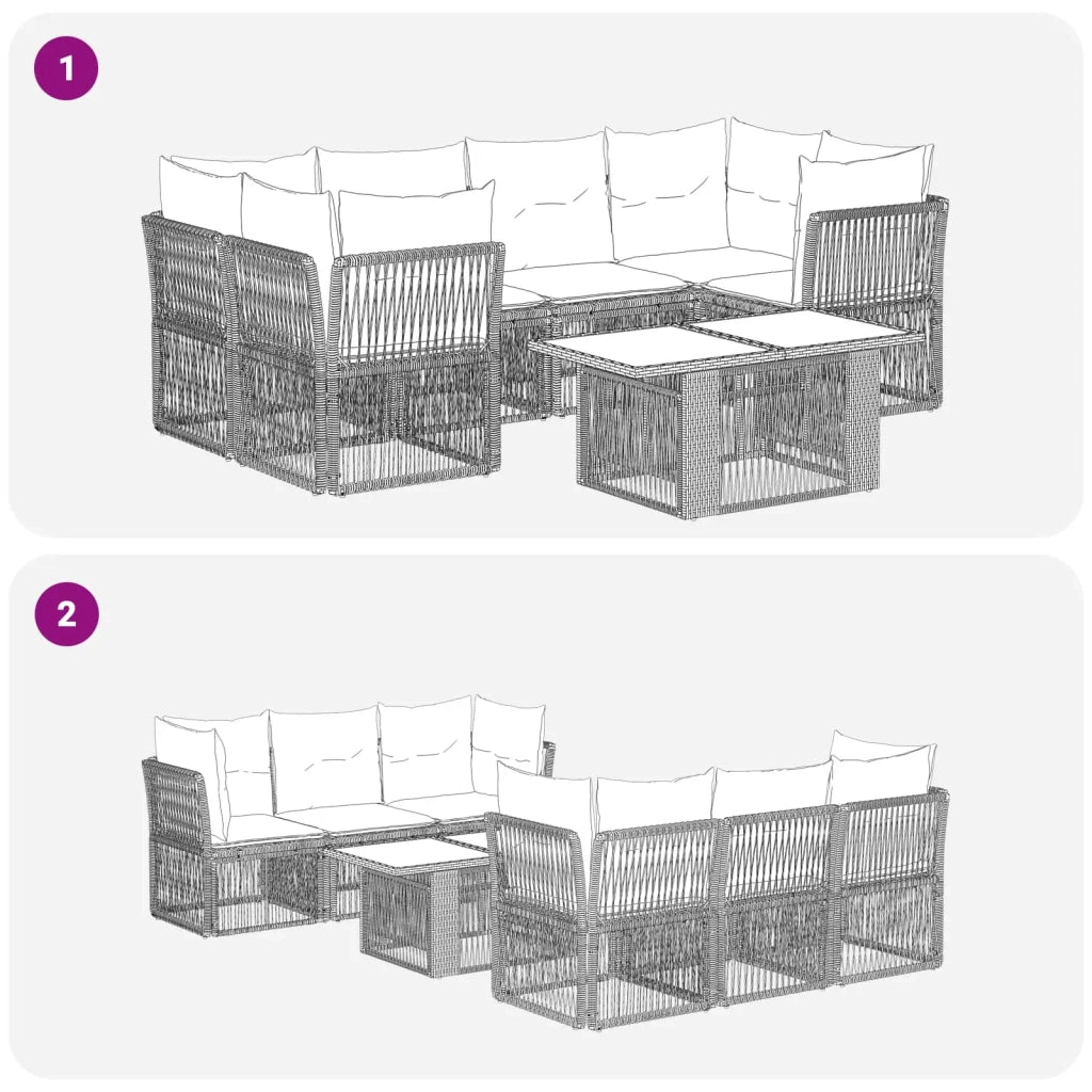 Set Divano da Giardino 7 pz Grigio polyrattan 3436424