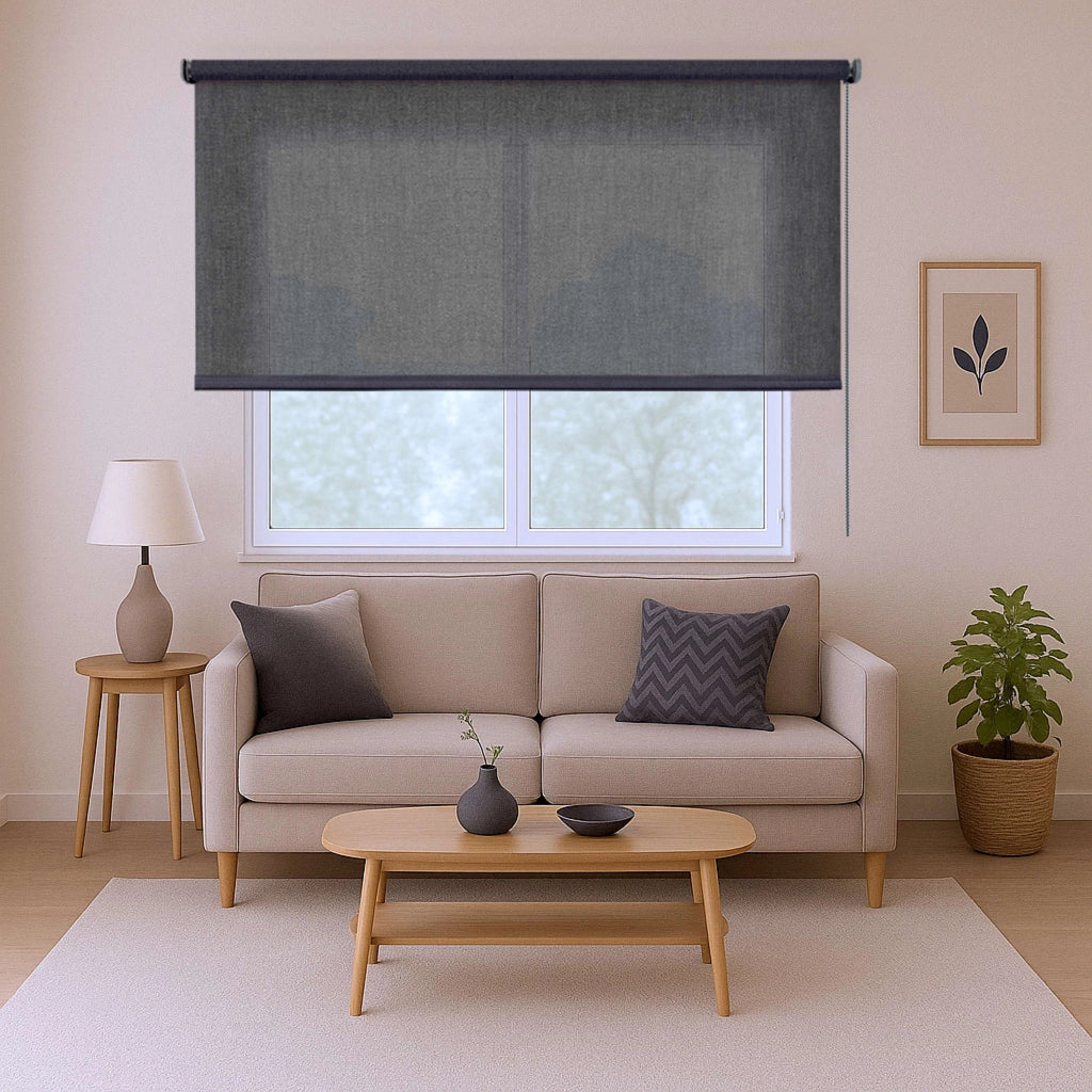 Tenda a Rullo Filtrante, Tenda Avvolgibile Traslucida Liscia Per Finestre e Porte Grigio 120x250 cm