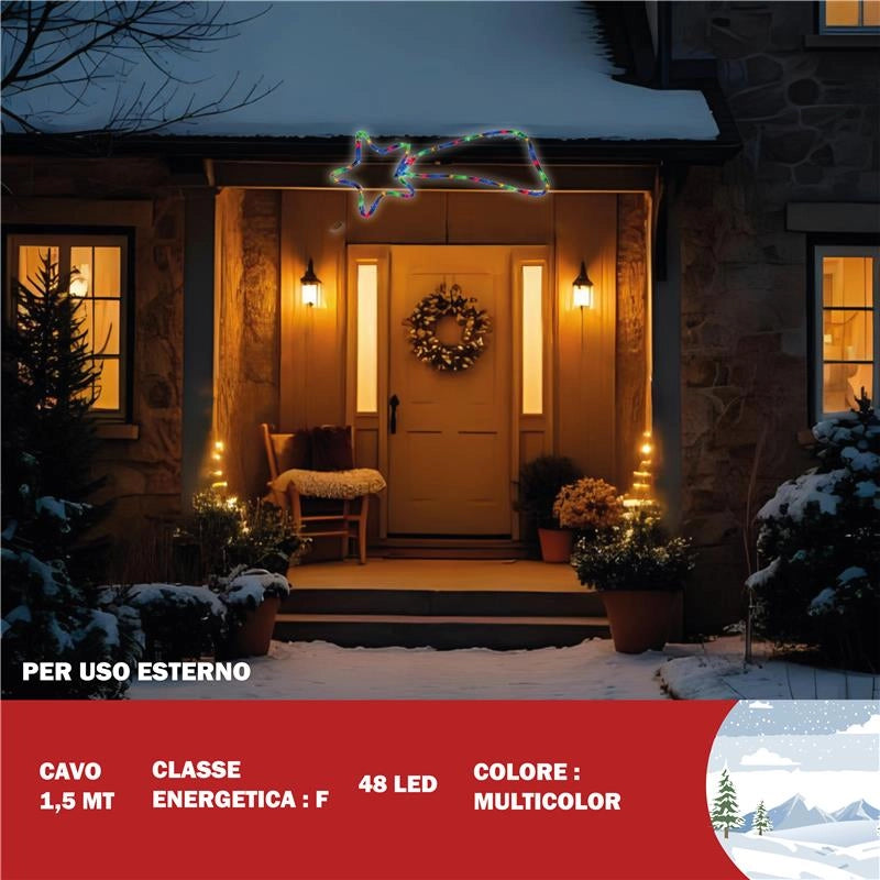 HIGH TECH "COMETA" TUBO 48LED MULTICOLOR 68X28 CM  USO ESTERNO