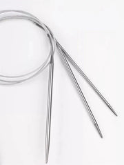 Tre paia di aghi rotondi in acciaio inossidabile 80 cm con diametri 5 mm, 4,5 mm e 4 mm, brevi aghi con grande occhio per un veloce tessuto di maniche di maglione