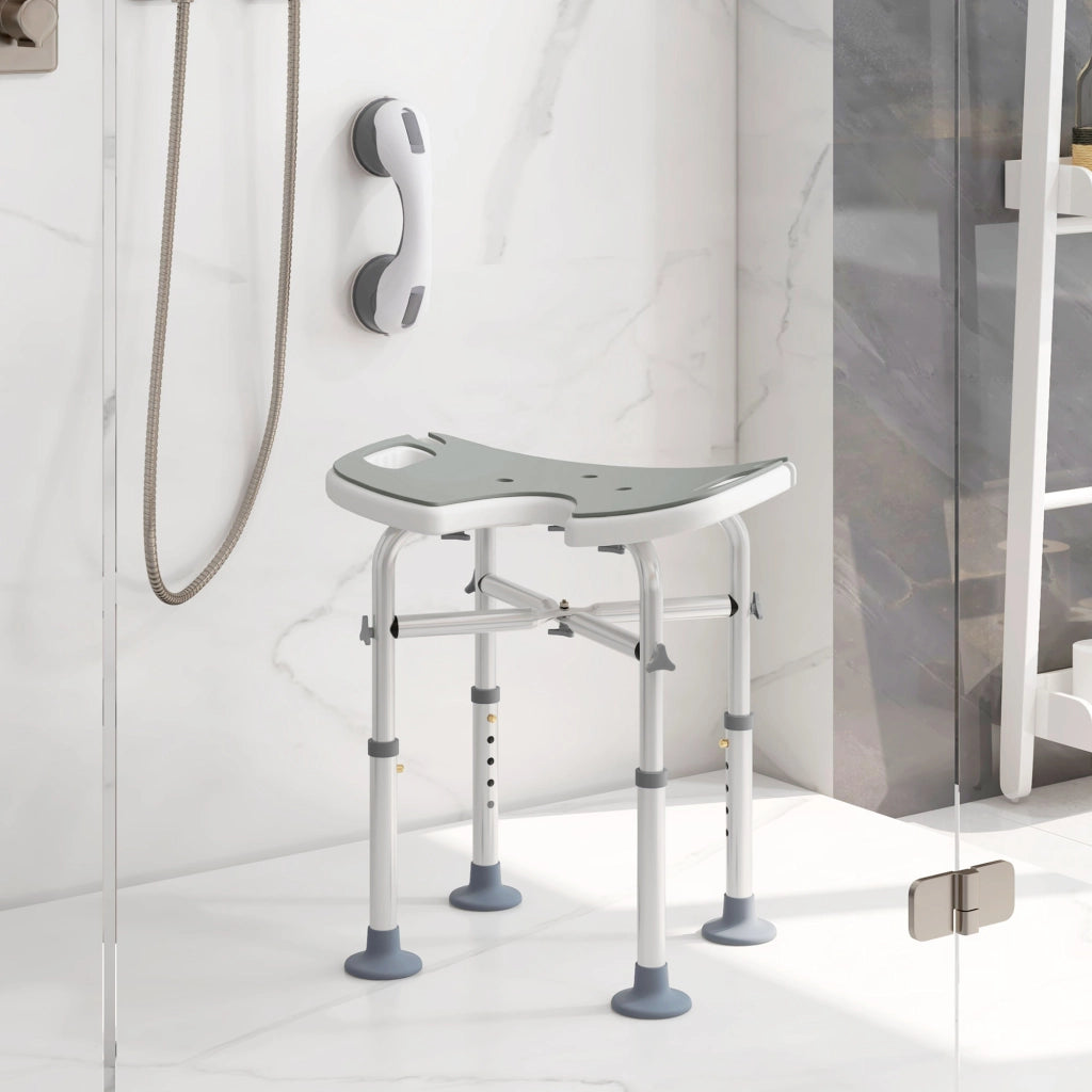 Sgabello da doccia regolabile 39-51,5 cm ¨C Xylo ¨C con maniglia e ventose grigio