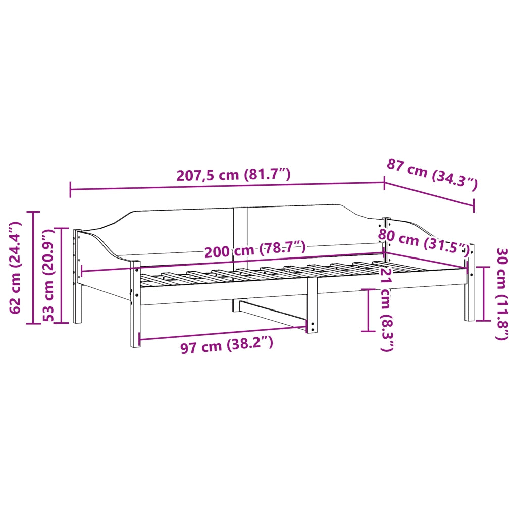 Letto singolo | Letto per adulti | Letto senza Materasso Marrone Cera 80x200 cm Legno di Pino