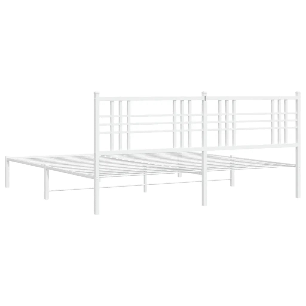 Letto matrimoniale | Letto per adulti | Giroletto con Testiera Metallo Bianco 183x213 cm