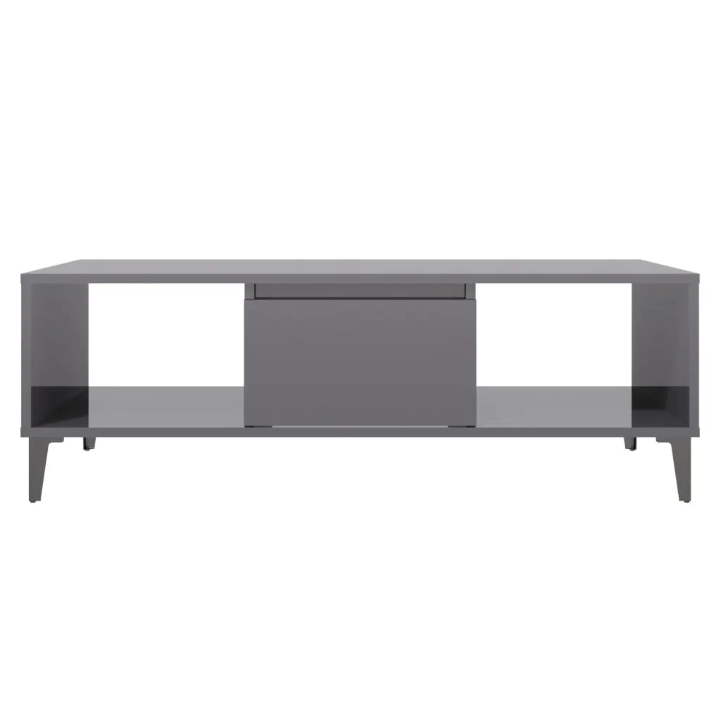 Tavolino Salotto Grigio Lucido 103,5x60x35cm Legno Multistrato 806030