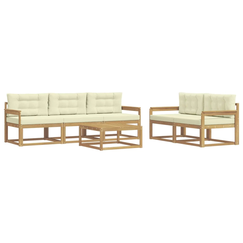 Set di divani da esterno 6 pz Bianco e Crema 3386049