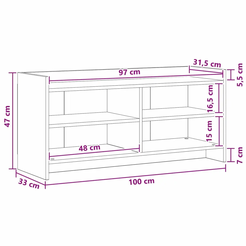 Mobile TV 100 x 33 x 47 cm Legno antico Legno ingegnerizzato 8011225