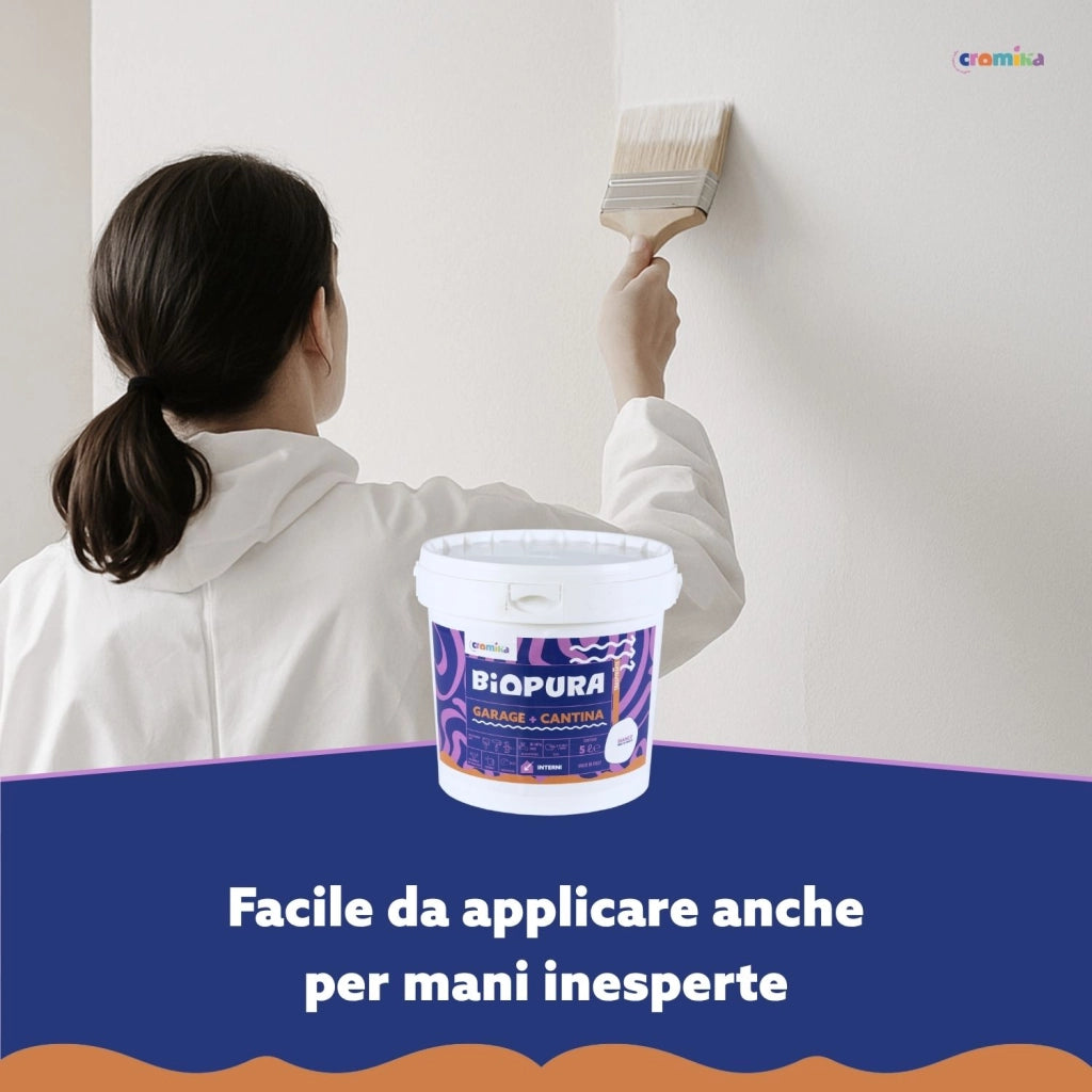 Pittura murale traspirante interni garage cantina linea biopura cromika *** formato 5 lt, confezione 1