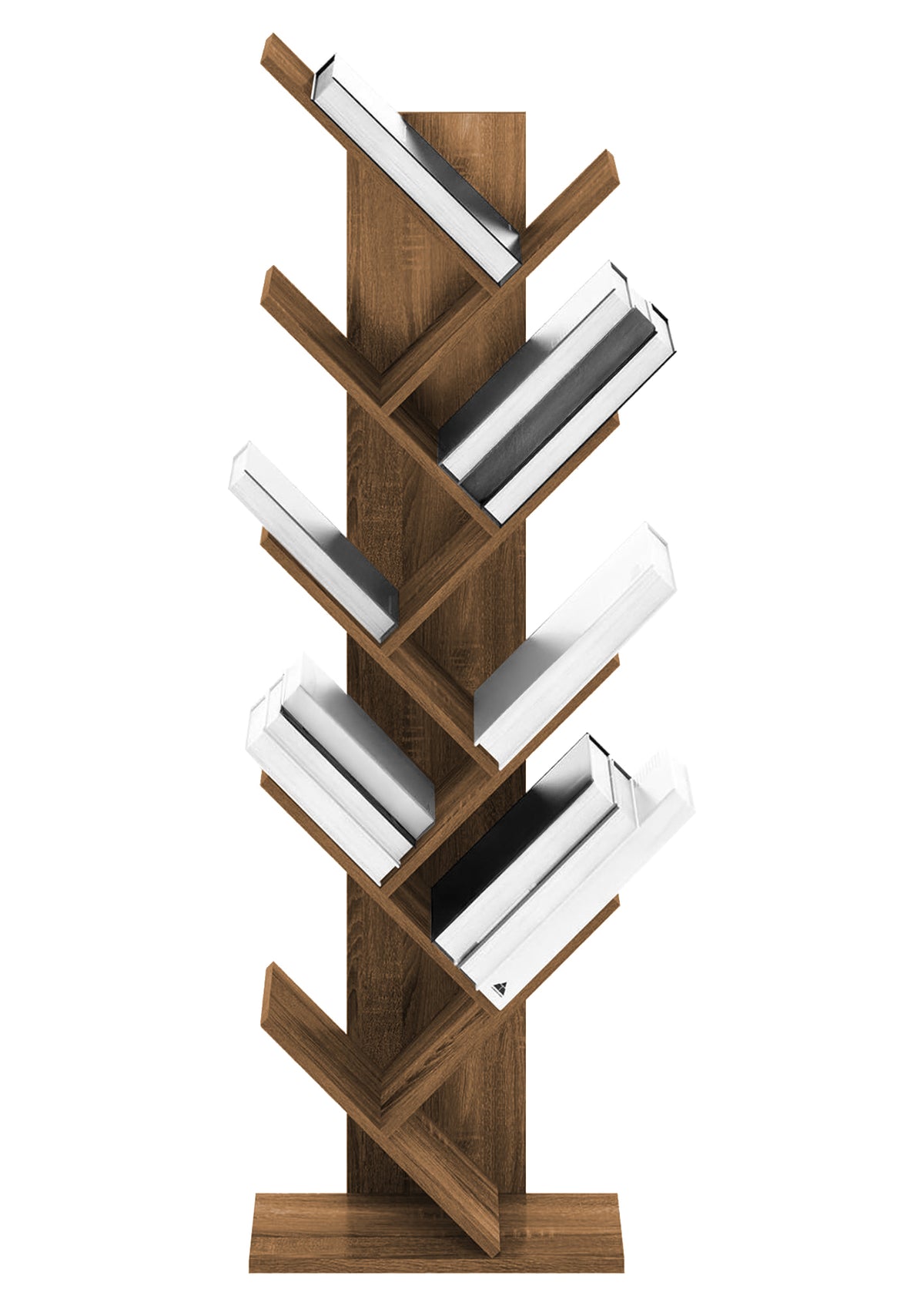 Liberia In Legno A Forma Ad Albero Scaffale 9 Ripiani Salvaspazio Verticale Camera Letto Soggiorno Studio Ufficio  Libro Mensola A Colonna Porta Libri Stile industrial Torre Rustico