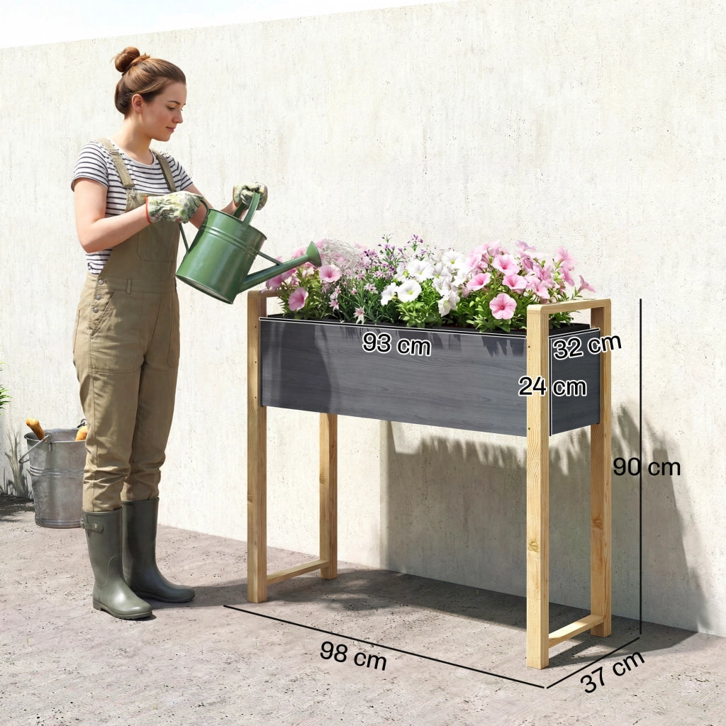 Cassone rialzato da giardino con piedini ¨C Xylo ¨C grigio, tessuto non tessuto, 98x37x90 cm