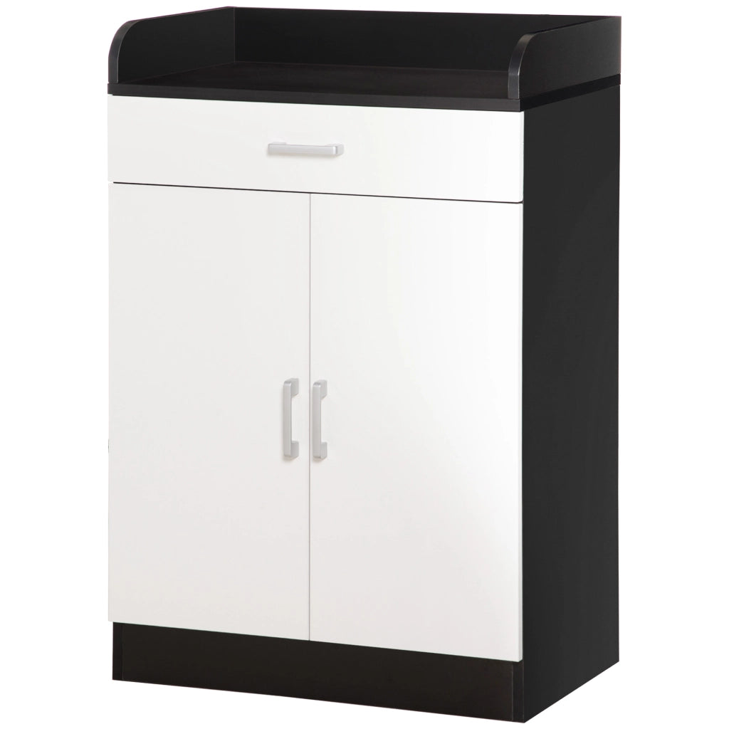 Mobiletto con Cassetto di Legno, con Ripiano Regolabile, Mobiletto da Cucina Salvaspazio, Soggiorno e Anticamera, in Legno MDF, 60x40x90cm, Bianco e Nero