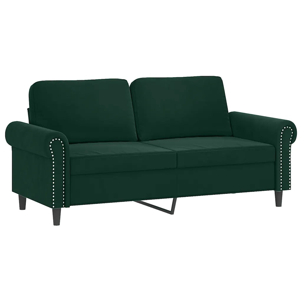 Divano a 2 Posti con Cuscini Verde Scuro 140 cm in Velluto 3200947