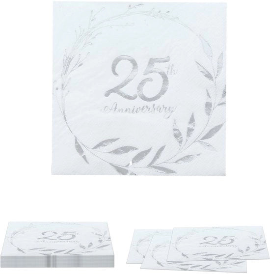 Serviette in Papier 16 Pezzi - Decorazione per Feste - Argento - Disegno Elegante - Serviette per Feste