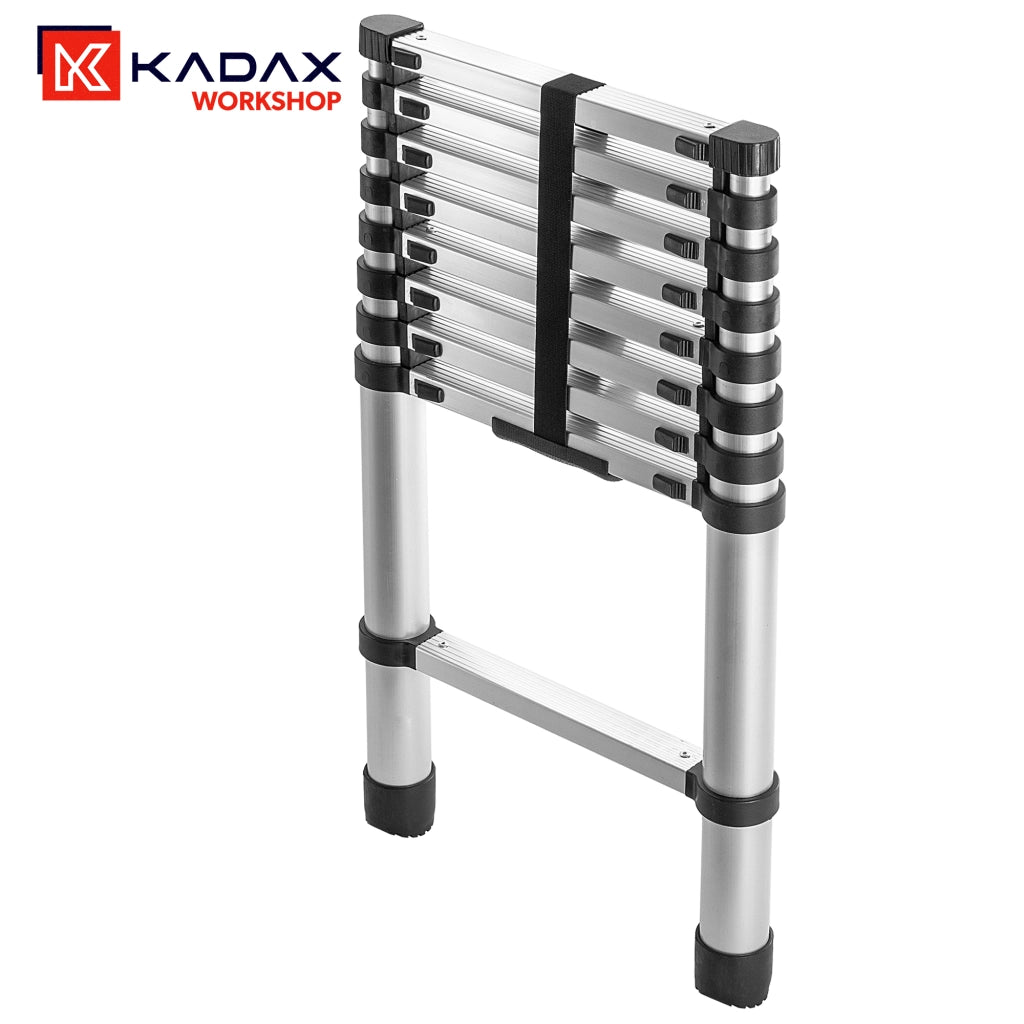 Scala domestica telescopica in alluminio KADAX, estensibile e pieghevole, 9 gradini, portata 125 kg