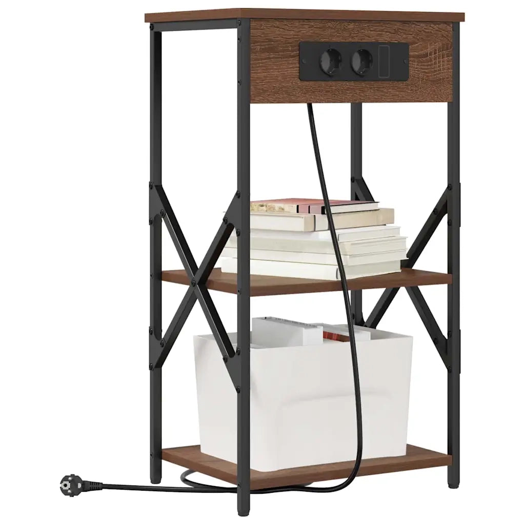 Comodino | Armadio da Notte | Mobiletto da notte con lo scaffale Rovere Marrone 41 x 31 x 76 cm