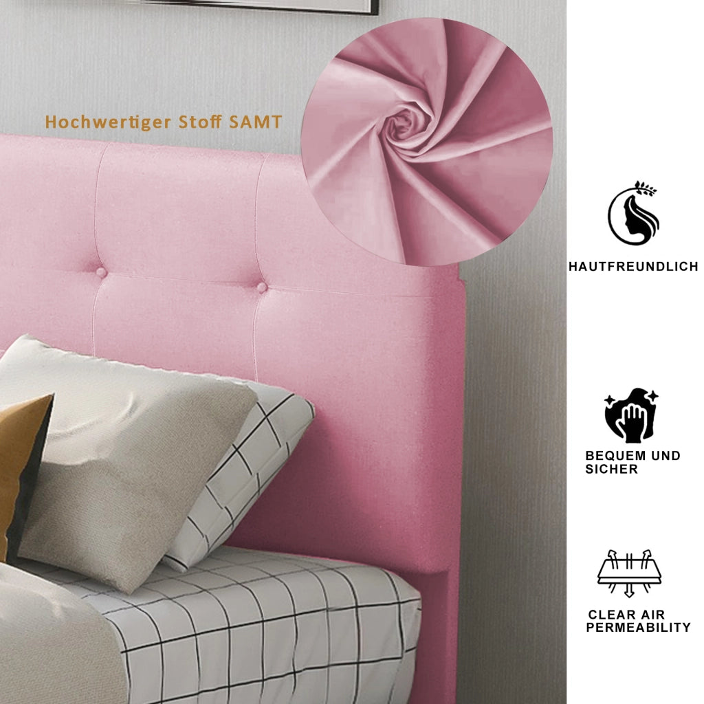 letto imbottito velluto rosa 90 x 200 cm