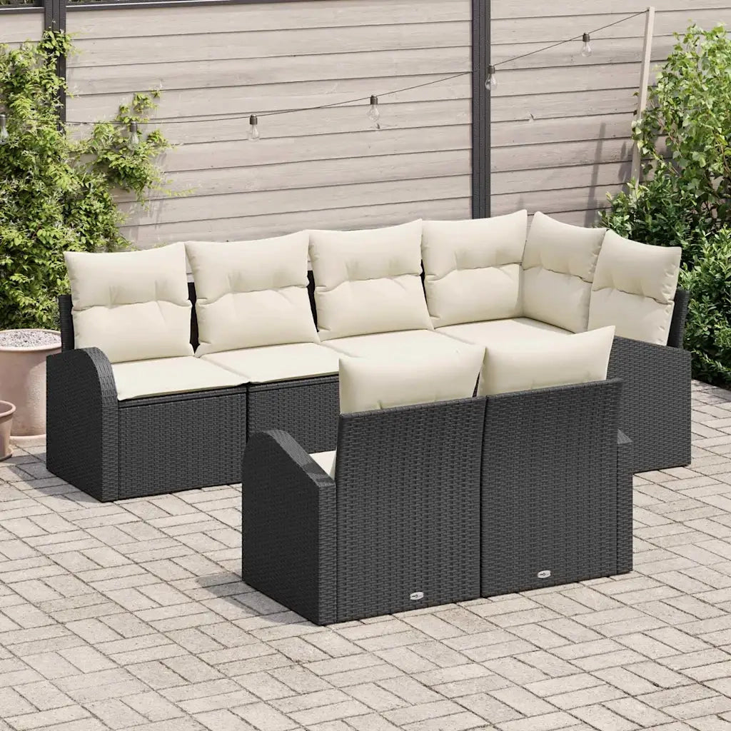 Set Divano da Giardino Nero polyrattan