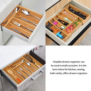 Organizzatore di accessori da tavola in bambù espandibile - carrello per posate da tavola - 29,2 x 38,1 x 5 cm